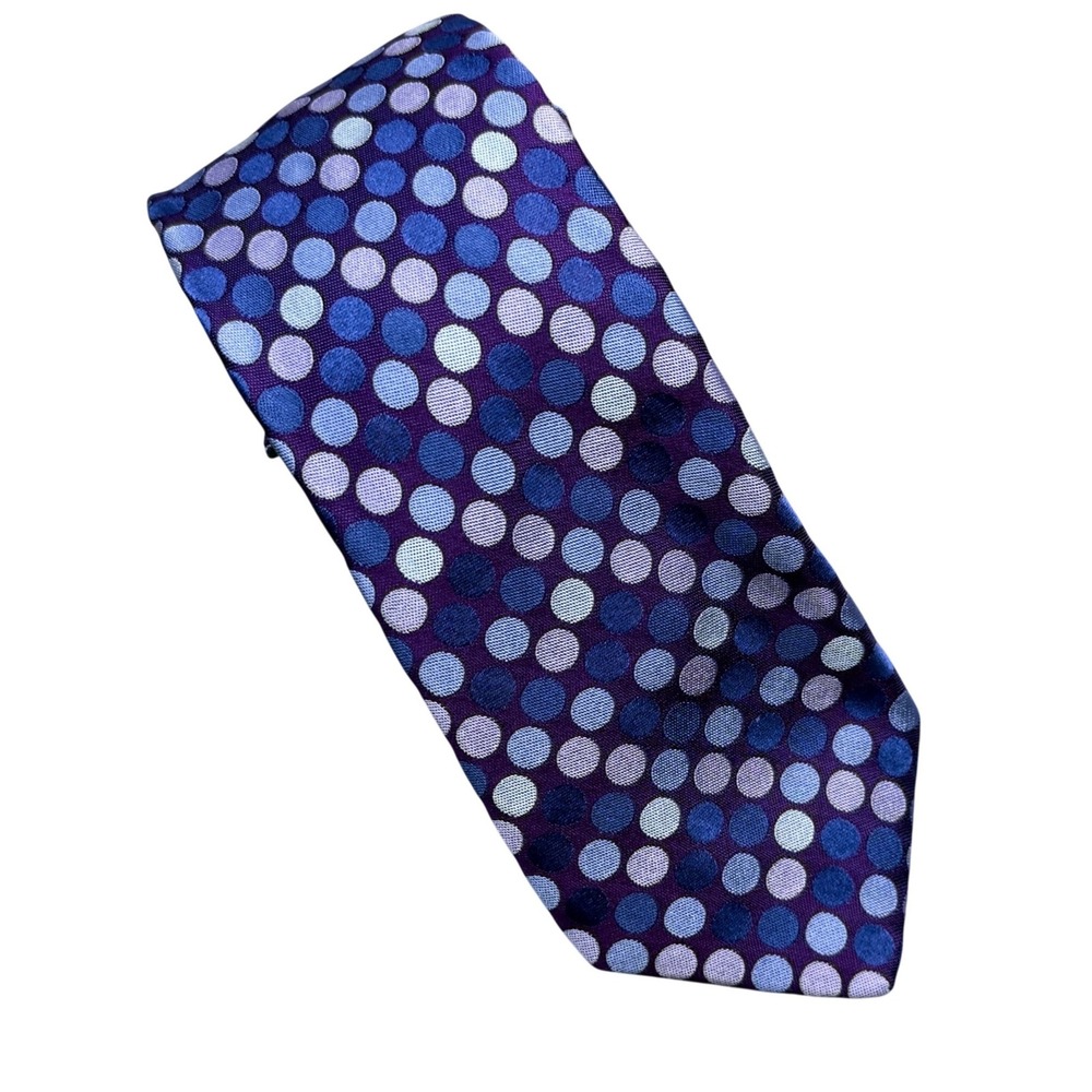 Ted Baker Polka Dot Necktie Mens OS Purple 100% Italian Silk Luxury Professional